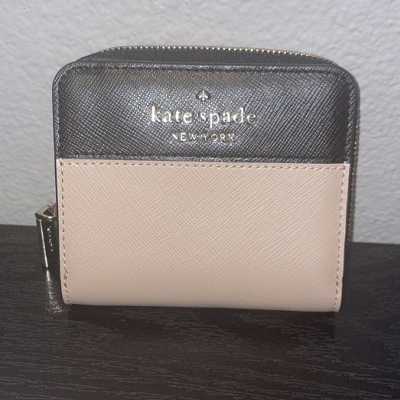 kate spade Handbags - NEW! Kate Spade Staci compact bi-fold wallet light pink and black color blocking